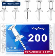 200 Pcs Clear Push Pins Tacks - Thumb Tacks for Bulletin Board, Decorative Steel