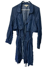 Cloth & Stone Wrap Around Dress Medium Blue Denim Style Midi Ruffle
