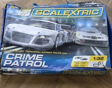 Scalextric Set Crime Patrol + 5 Cars Included Xj220, Subaru, Mercedes x2, Opel