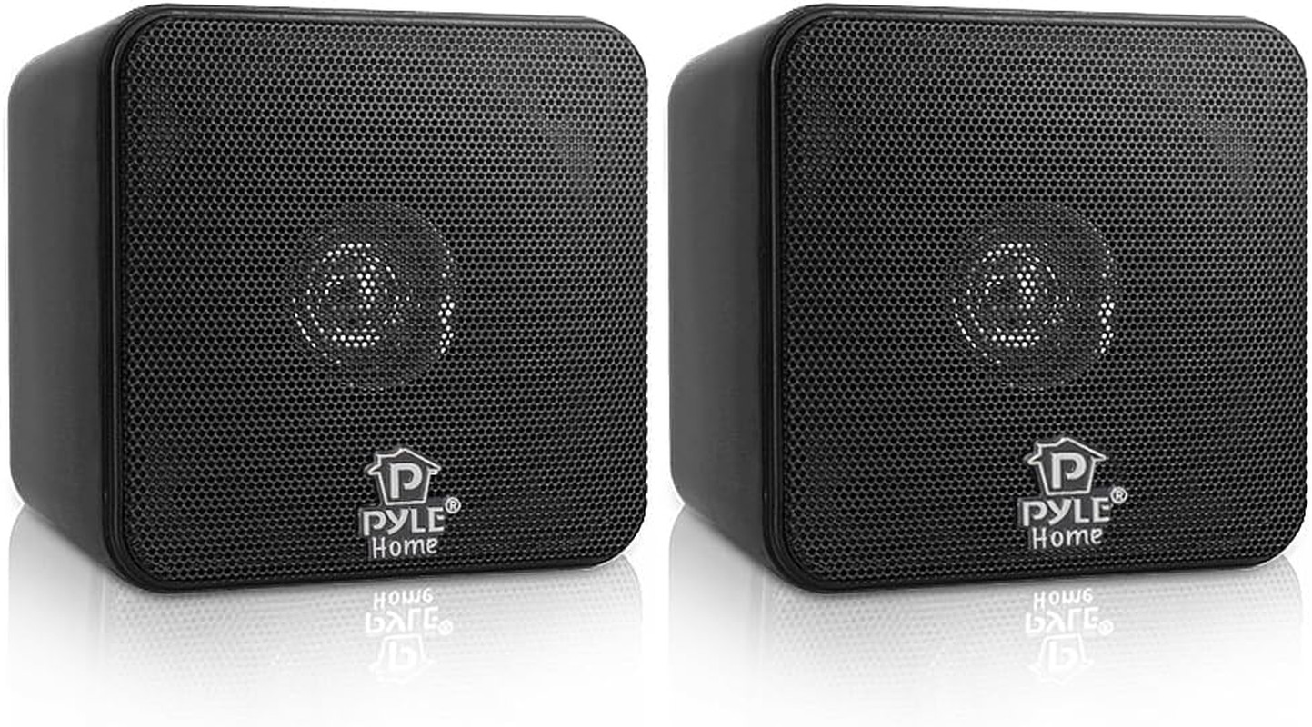 Home 4&rdquo; Mini Cube Bookshelf Speakers-Paper Cone Driver, 200 Watt Power, 8 Ohm Im