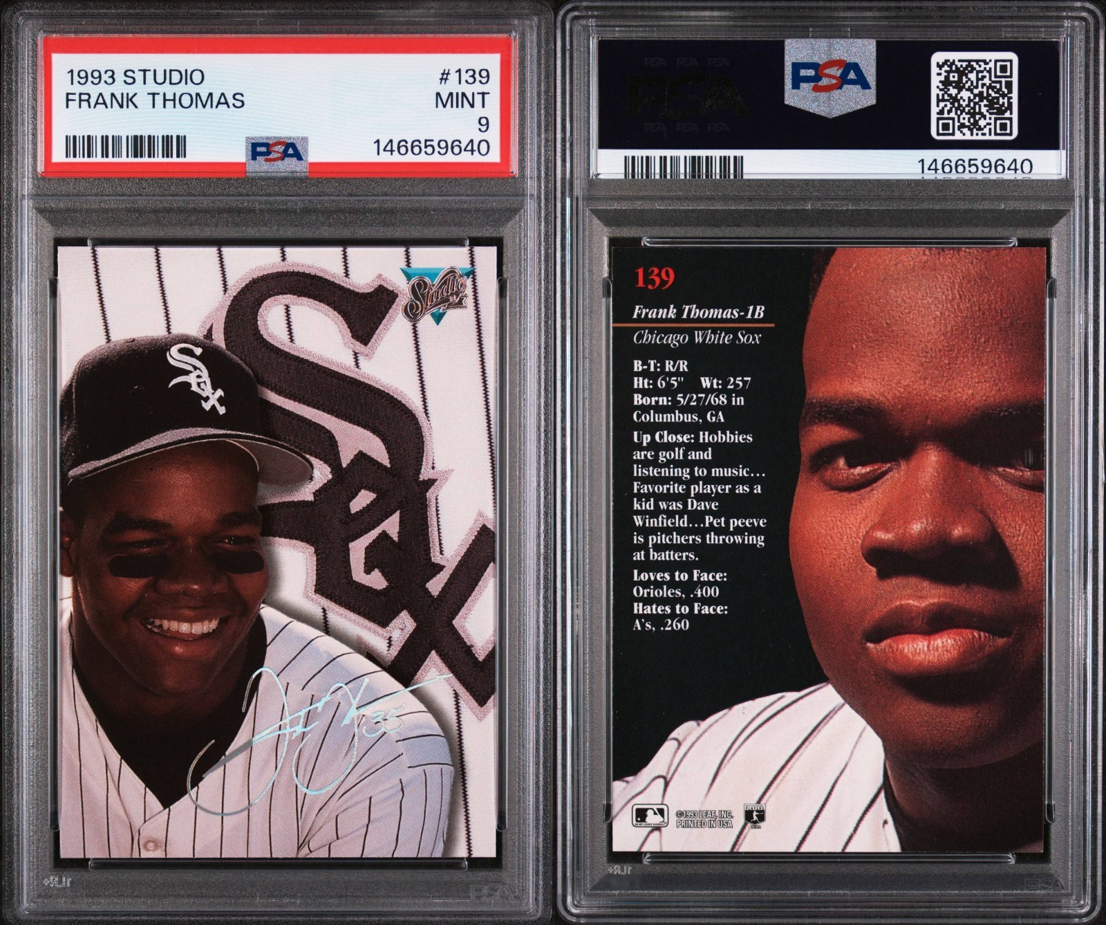 1993 Studio Frank Thomas “Big Hurt” #139 PSA 9 MINT view 2