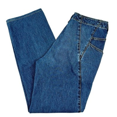Rachel Comey Long Trigger High Rise Denim Jeans Straight Leg Angled Seams Sz 10