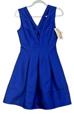 Womens Mini Cocktail Dress Size Small Royal Blue Crisscross Front
