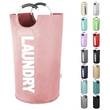 Large Laundry Basket, Laundry Hamper Bag with Handles, 95L, Pink