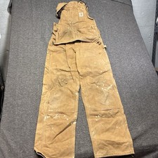 Vintage 60s Carhartt Brown Bib Overalls W/Nail Apron Carpenter Duck R28 44x32