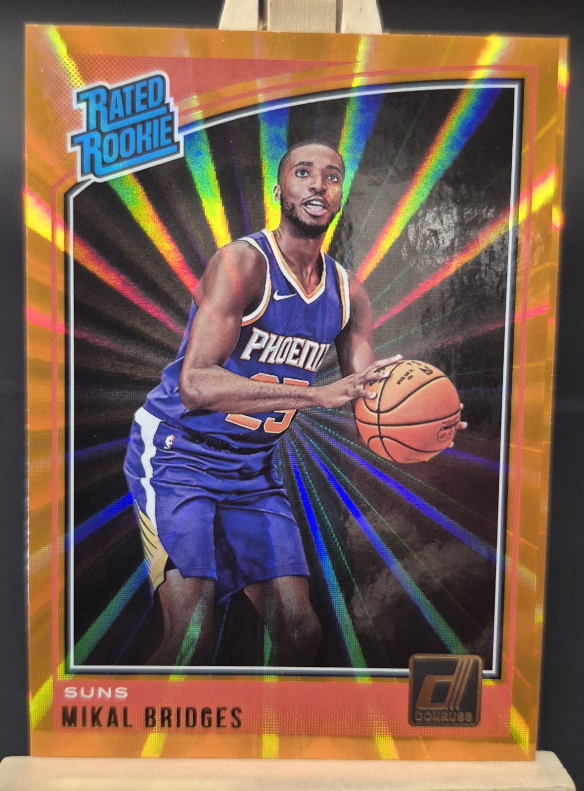 Mikal Bridges 2018-19 Panini Donruss Holo Orange Laser #200 - Phoenix Suns