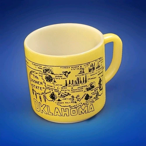 Federal Glass Vintage Yellow Oklahoma The Sooner State Coffee Mug