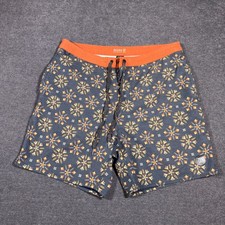 Roark Chiller Series Board Shorts Mens 32 Gray Orange Floral Print Drawstring