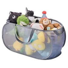 Large Toys Storage Basket Organizer Box for Kids, Boys, 2 Compartments Grey