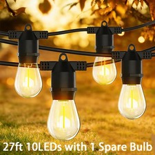 27ft String Lights S14 LED Shatterproof IP65 Warm for Outdoor Garden Patio Yard