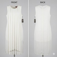 Vince Camuto Womens Dress Oasis Bloom F1 14 Pearl Ivory Pleated Flowy Midi NWT