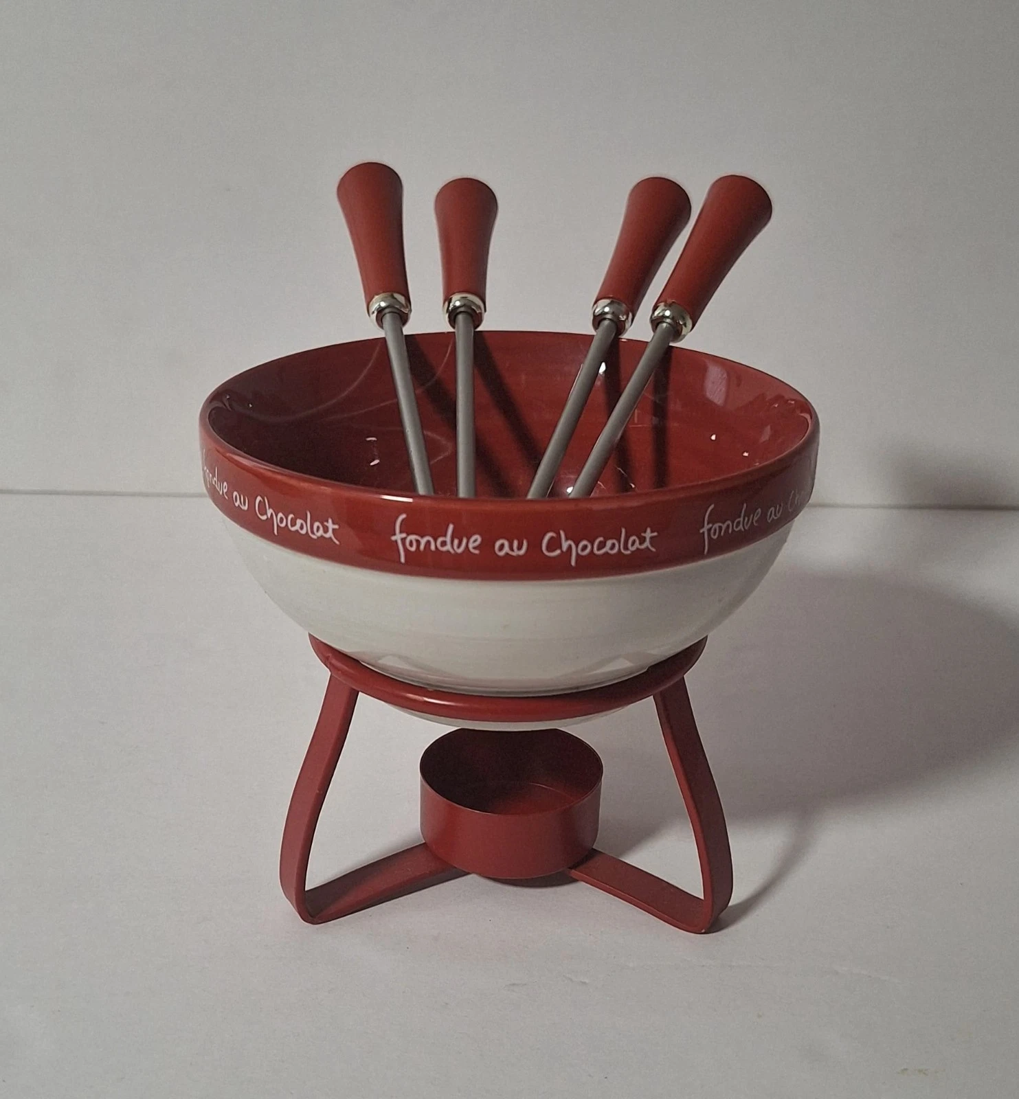 Chocolate Fondue Set – Ceramic Pot with Stand & Forks