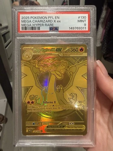2025 Pokémon Mega Charizard X ex #130 Mega Hyper Rare PSA 9 Phantasmal Flames