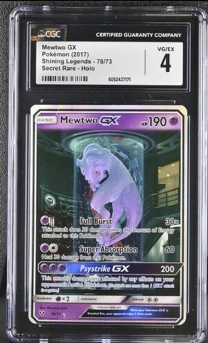 2017 Pokémon Shining Legends Mewtwo GX Secret Rare 78/73 CGC 4