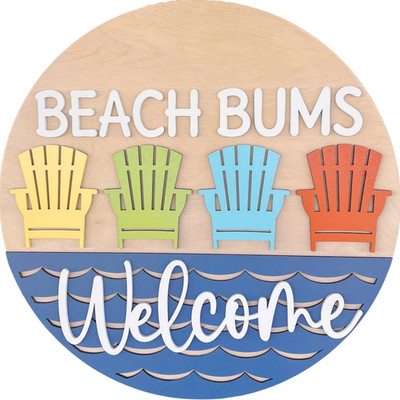 Beach Bums Welcome Sign,  Wreath Attachment, Door Hanger