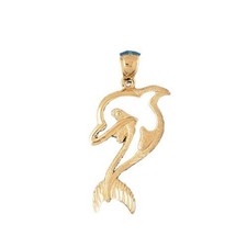 Dolphin Charm Pendant 14k Gold