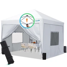 Privacy 8x8 Pop up Canopy Tent with Sidewalls and Roll-up Ventilated Windows