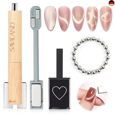 SAVILAND CatEye & magnet Nagel Set: 4 Stück Super Saug Nagellack für U-V G