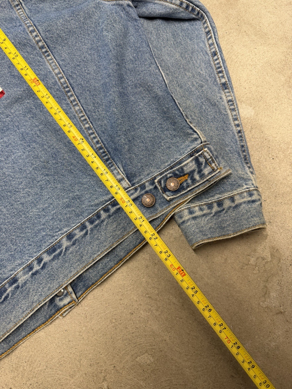 RARE Levi Strauss & Co. Made in USA Flag Patch Blue Denim Jacket Women's L image 8