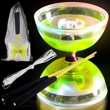 Chinese Yoyo Diabolo Set Includes 5 Inch Colorful LED Diabolo Light Up with 2...