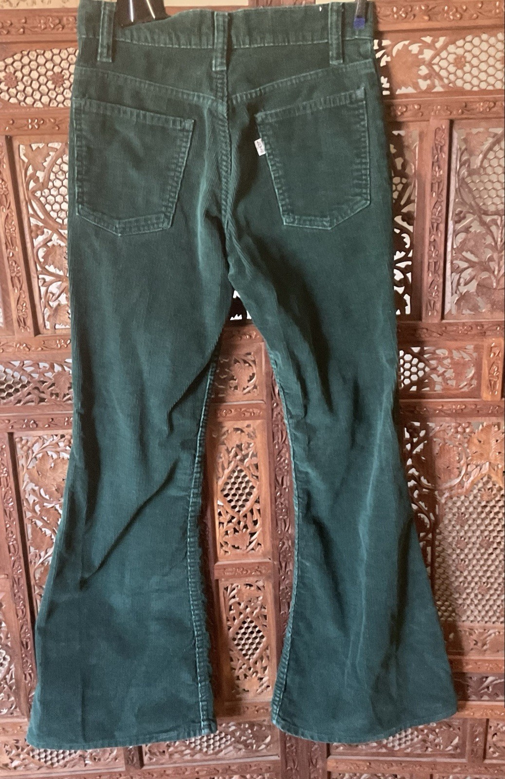 Vtg 70s Levis Corduroy Bell Bottom Pants Green Jeans Teen / Petite 26 x 29 thumbnail 7