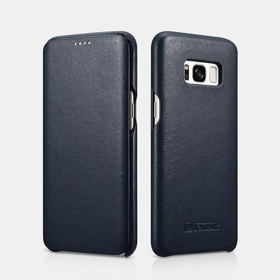 ICARER Echt Vintage Leder für Samsung Galaxy S8 Plus Folio Hülle