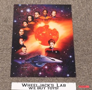 Cast of Voyager Star Trek Artist Dru Blair 16x12 Poster