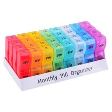 Monthly Pill Organizer Case Box One month AM PM Daily Medicine Storage 32 number