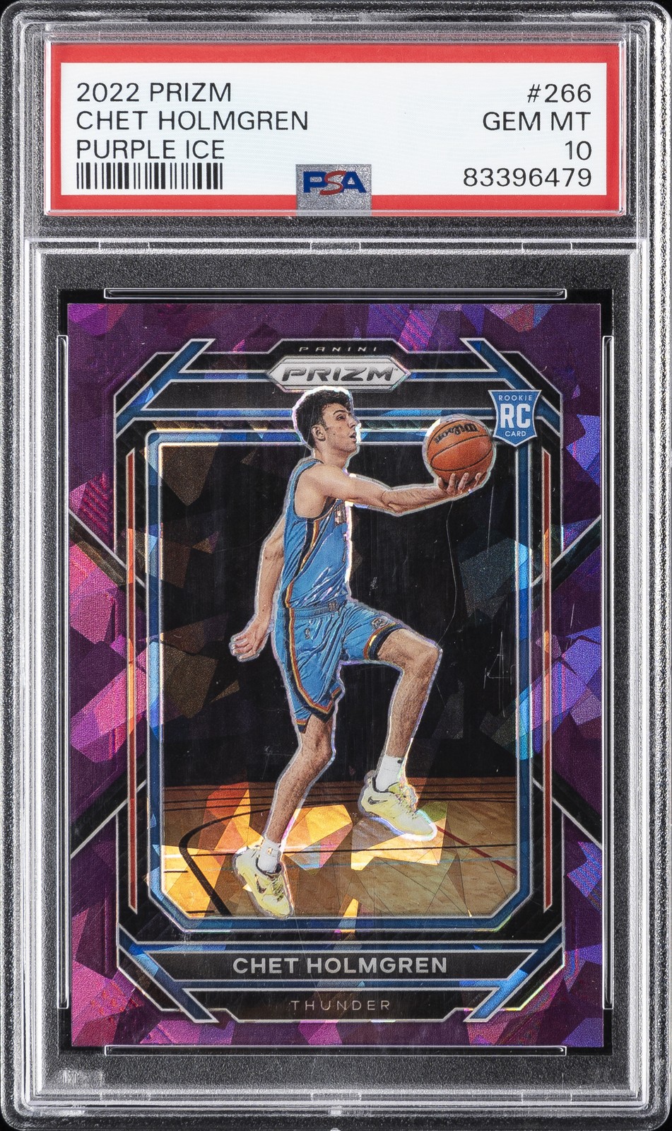 2022 PANINI PRIZM PURPLE ICE #266 CHET HOLMGREN 91/149 PSA 10