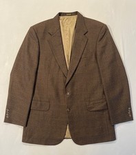 Vtg Oscar De La Renta Wool Jacket Mens 42L Brown Houndstooth Heritage Academia