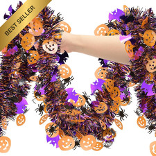 Halloween Decorations Tinsel Garland Outdoor, 33 33 ft x 3.5in, Multi Color