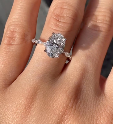 Antique Eternity Pave Set 3.50ct Oval Cut Moissanite Anniversary Ring 925 silver