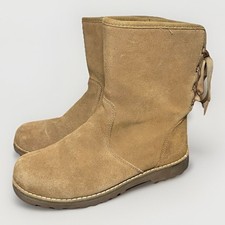 UGG Corene Chesnut Tan Suede Side Zipper Lace Up Back Boots Youth 4