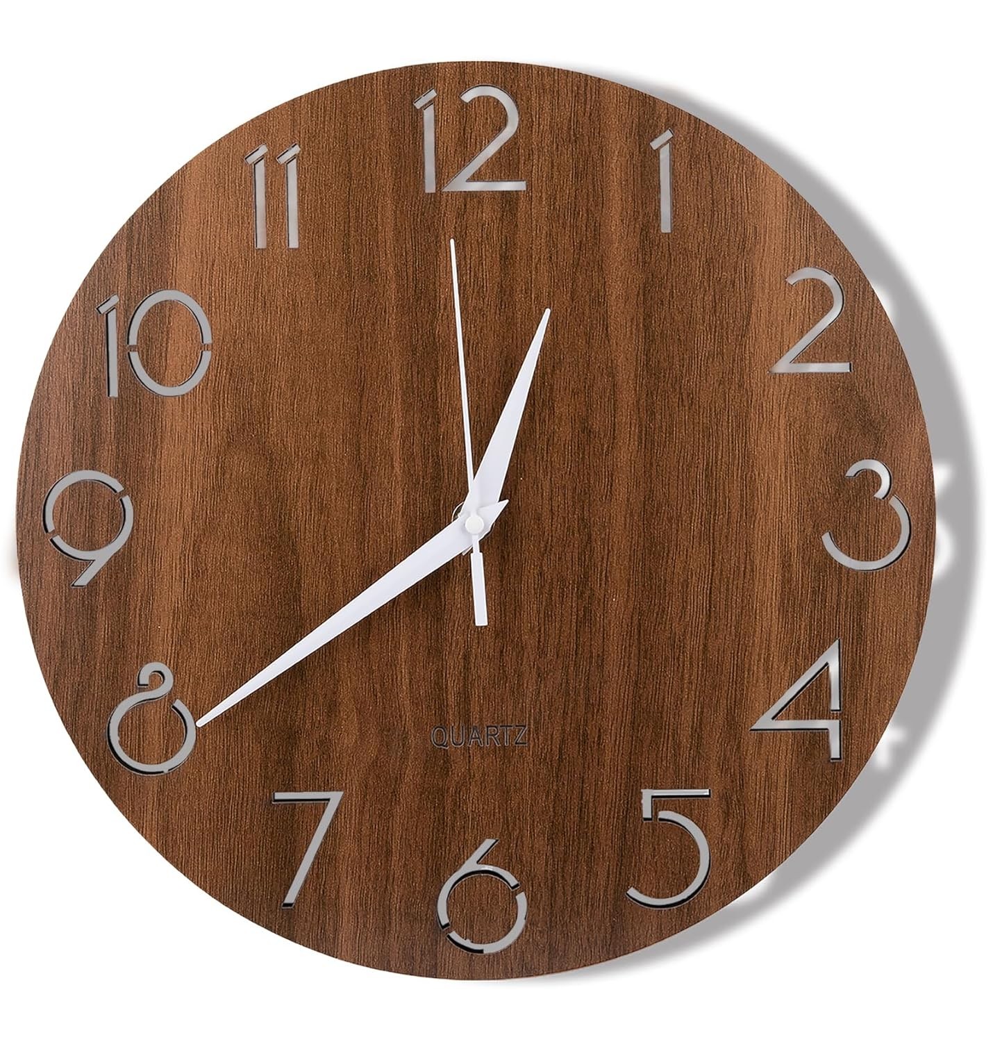 12 Inch Wooden Wall Clock Cut-Out Numbers Rustic Country Style Home Decor