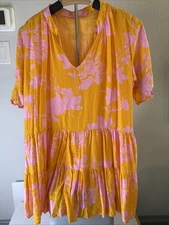 Charming Charlie Women’s Orange Multi Tiered Short Sleeve Dress Size XL