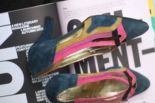 Chris Moda Vintage Pumps, Mehrfarbiges Leder, 80er Jahre Stil, Gr. 38