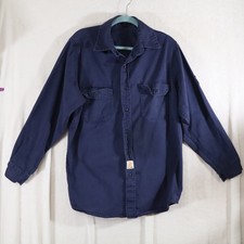 Bocomal Shirt Mens Large FR Flame Resistant Workwear Button Up Cat 2 Blue