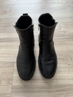 Karl Lagerfeld Paris Men's Double Zip Leather Boots Black 10.5