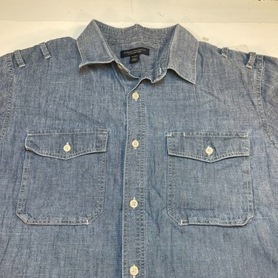 BANANA REPUBLIC Soft Wash Denim Button Up Work Style SHIRT Sz Mens L Blue