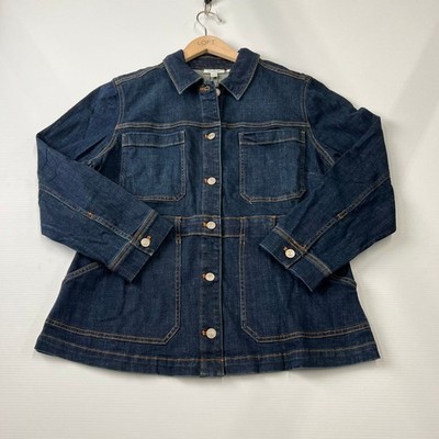 CHICO'S Denim Field Jacket Women's Size 2 (L) Morning Star Indigo