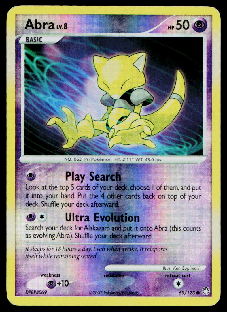 Abra 69/123 Common Mysterious Treasures Pokemon Reverse Holo Near Mint