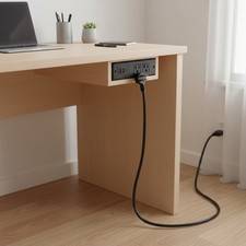 Stylish Recessed Power Outlet with 2 USB Ports  45 Degree Flat Plug 6FT Cord