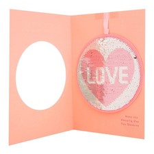 Geburtstagskarte Ehefrau wendbare Pailletten "Love" Hallmark Medium
