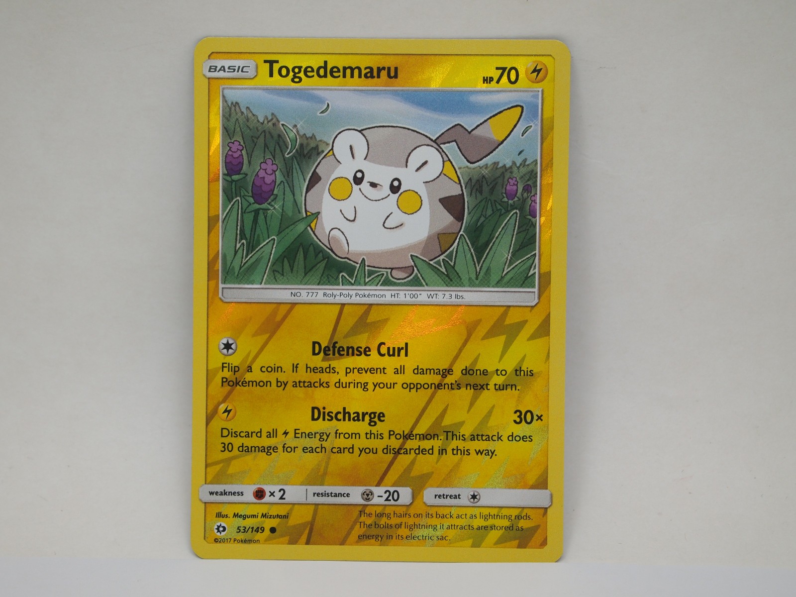 Togedemaru - 53/149 - Sun & Moon Base Set Pokemon Reverse Holo Foil