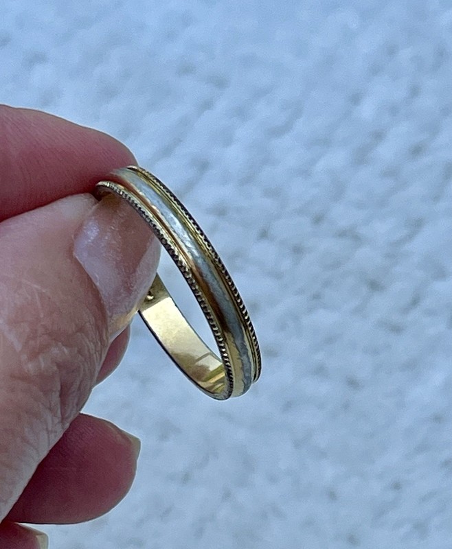 VINTAGE Men’s Milgrain Wedding Band Classic Gold Clad Silver Ring SIGNED 12.75