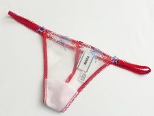 Victoria s Secret PINK Thong Panty Sheer Mesh Red White Blue Star Detail NWT S