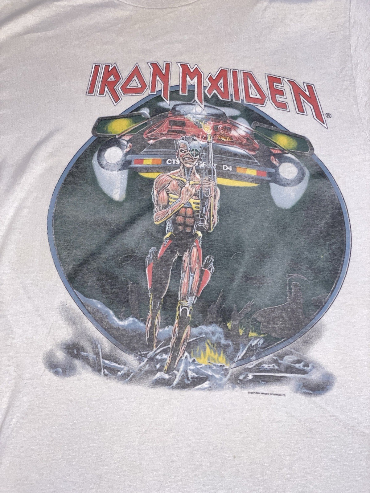 Vintage 1987 Iron Maiden Somewhere On Tour Eddie Lives Metal T Shirt Adult L image 2