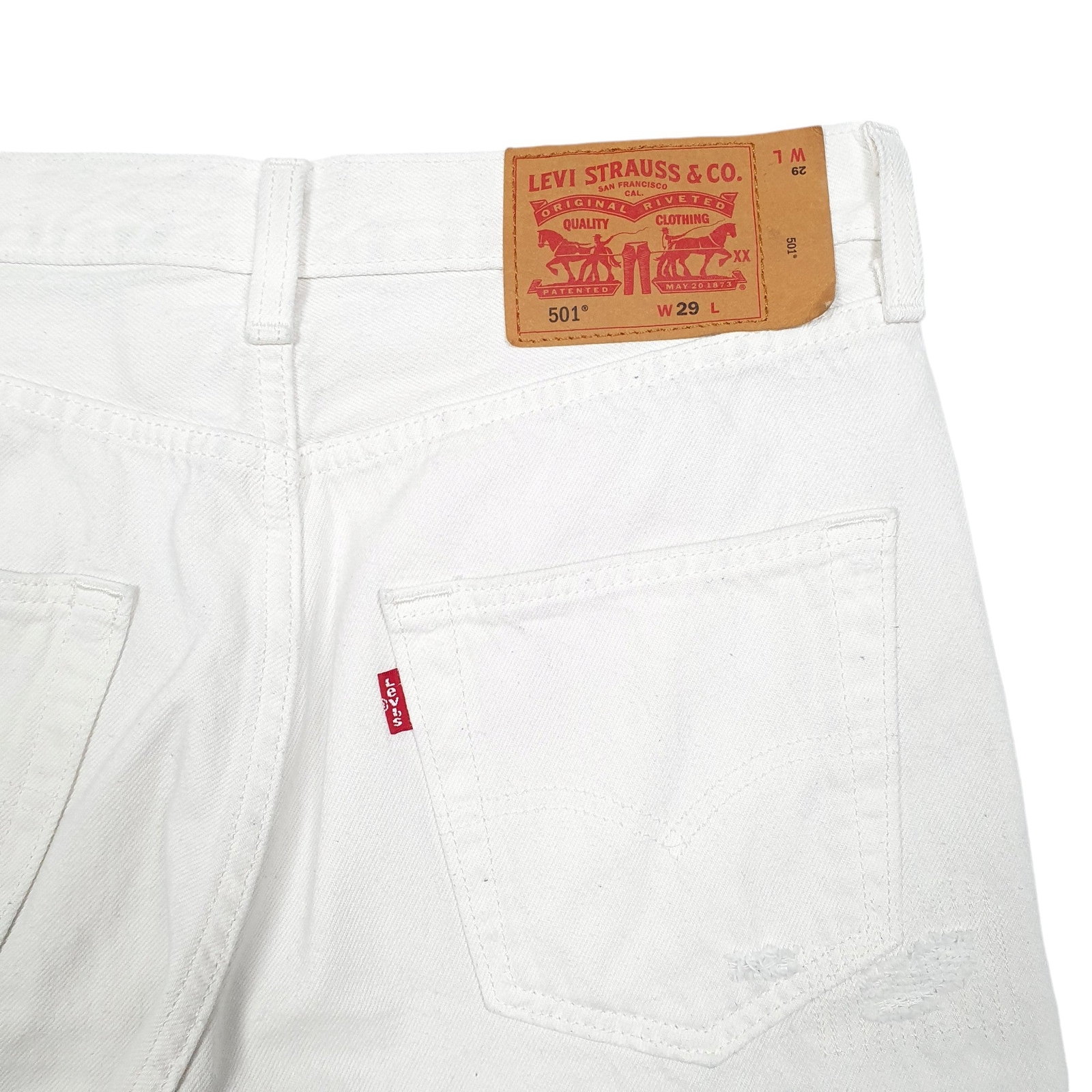 LEVIS 501 Jorts Distressed White Denim Jeans Cotton Shorts Mens W29 image 2