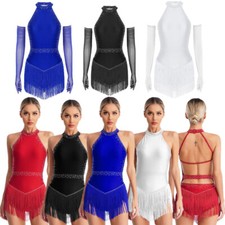 Women Leotards Flapper Unitards Cocktail Dresses Tango Costume Shiny Dance
