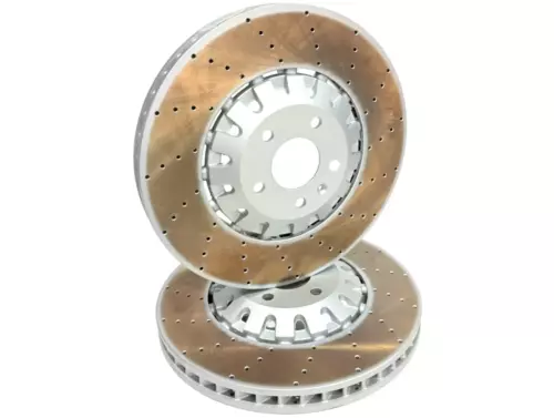 FOR AUDI RS4 B9 2017 -FRONT DRILLED BRAKE DISCS BORG AND BECK PADS 375MM - Picture 4 of 9